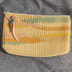 SALE! Colorful Woven Clutch with Parrot Charm